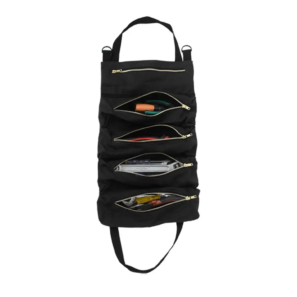 

Wrench Roll Up Pouch Durable Roll Up Tool Bag Canvas Heavy Duty Tool Roll Organizer Bags With Five Large Pockets For Tools