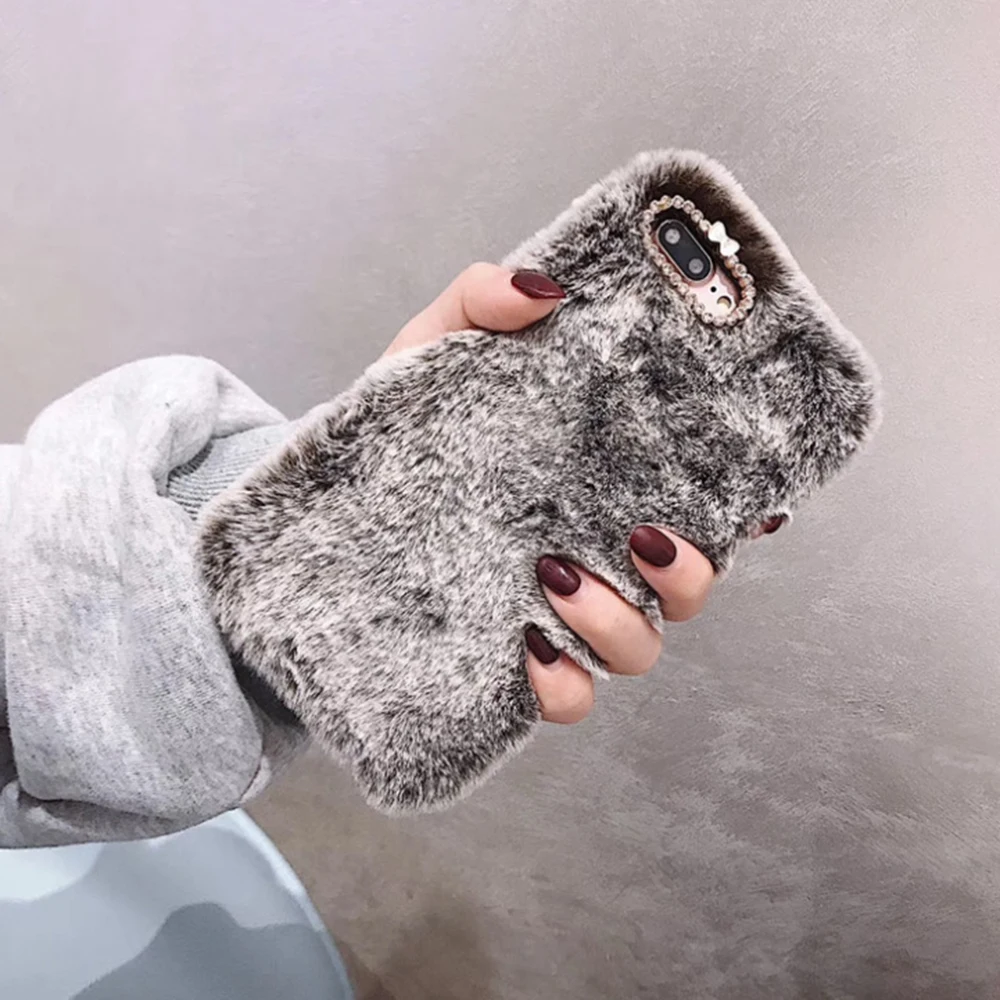 Пушистый Плюшевый чехол для телефона iPhone 11 Pro XS Max XR X 7 8 6S Plus SE 2020 мягкий пушистый