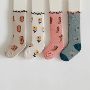 4 парлот, носки для новорожденных девочек осенне-зимние Мультяшные детские носки для колен малышей, мягкие хлопковые детские носки