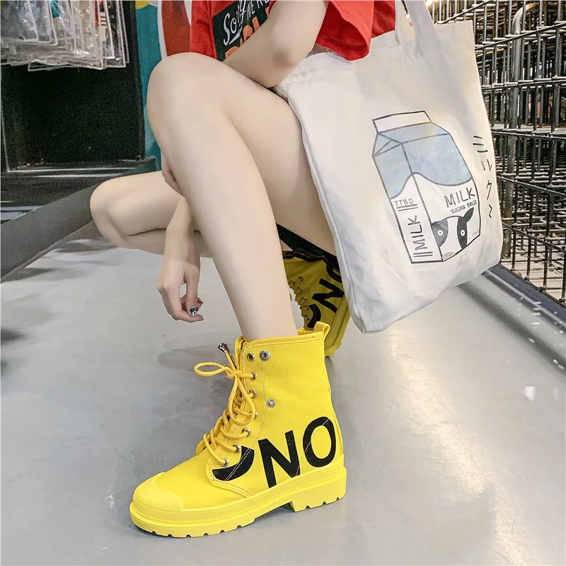 Женские ботильоны высокие парусиновые ботинки на шнуровке женская