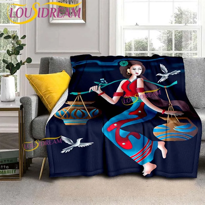 Фланелевое Одеяло в этническом стиле с абстрактными персонажами мягкое плюшевое