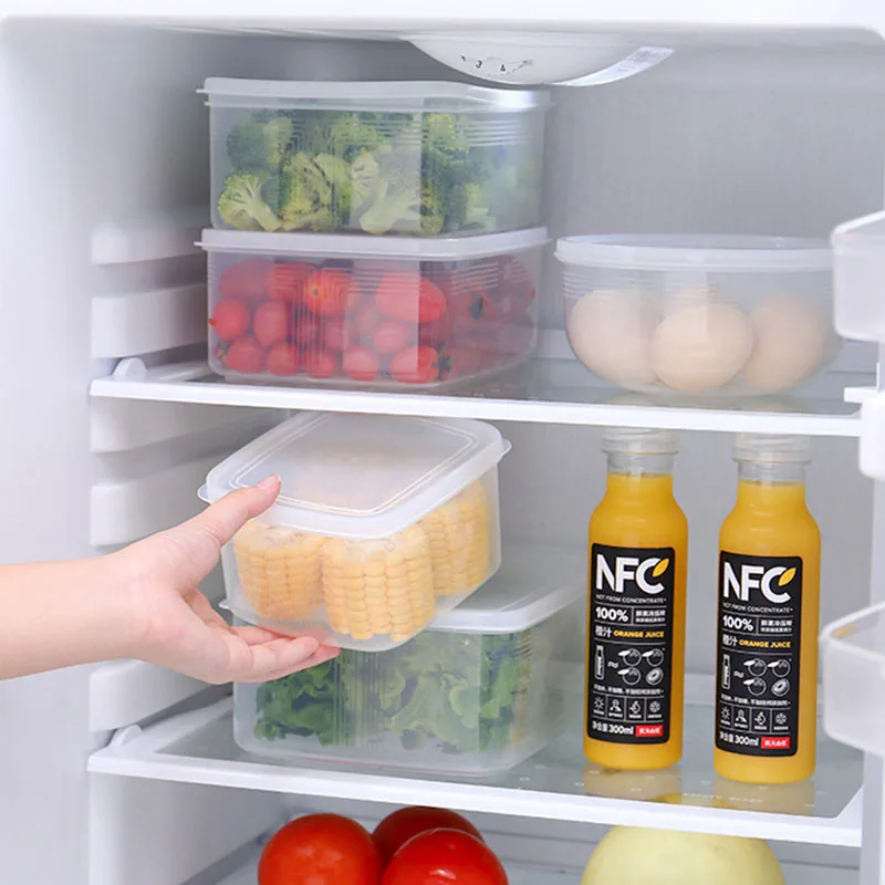 

Контейнер для хранения в кухонном холодильнике, контейнер для хранения пищевых продуктов, пластиковая коробка с крышкой, многофункциональ...