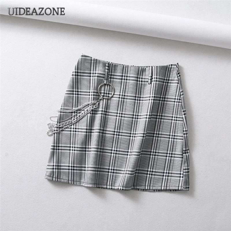 Женская юбка в клетку UIDEAZONE Готическая трапециевидная мини стиле хип хоп с