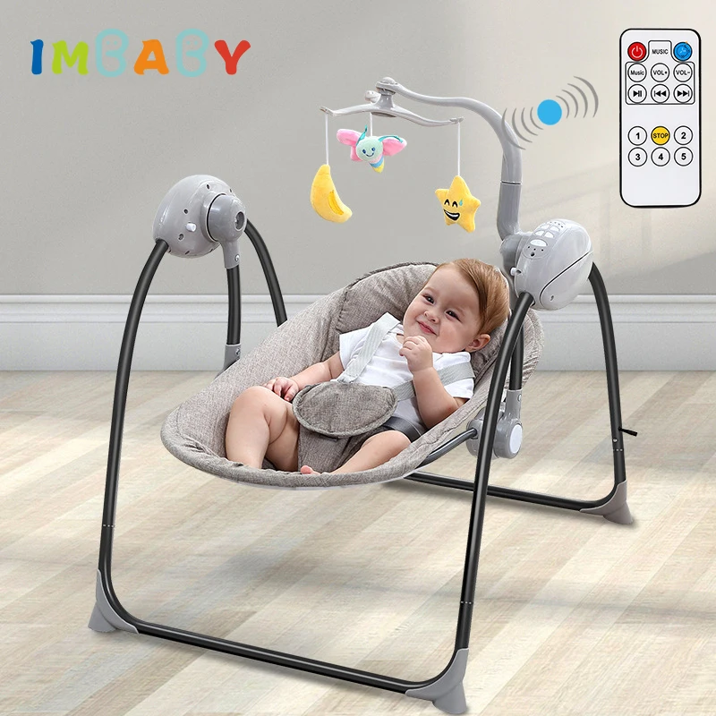 Детское кресло-качалка IMBABY, электрическая детская колыбель с пультом дистанционного управления, кресло-качалка для новорожденных, кресло-качалка