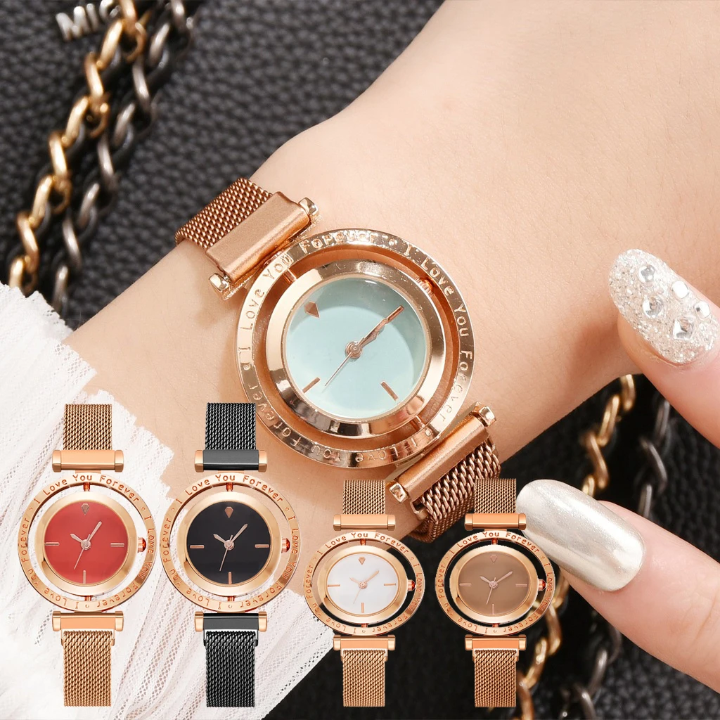 

Fashion Women's watche Hollow out Dial Luxury watch Stainless steel Strap Magnet buckle Branded Clock Lightning offers Reloj