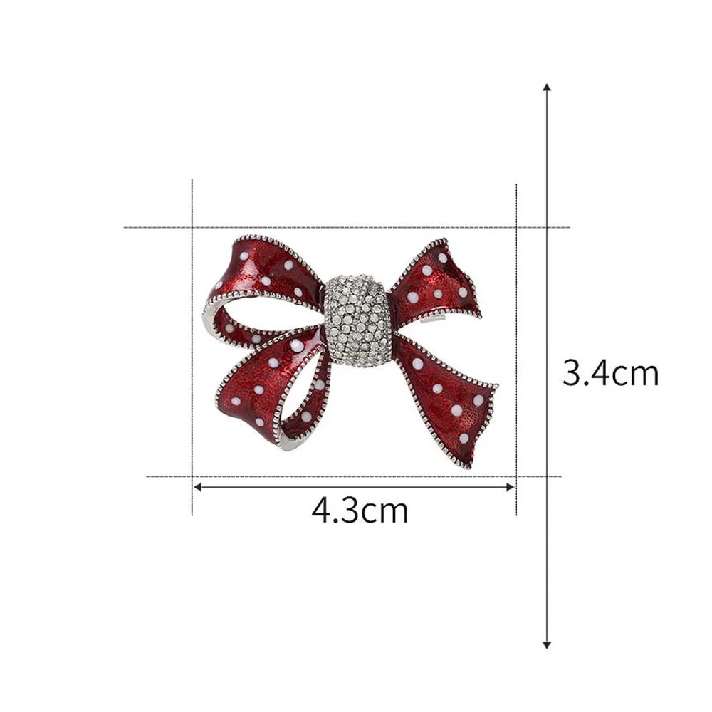 1pc Lovely Red Bow Bowknot Brooch Silver Color Inlay Full Tiny Crystal Enamel Brooches For Women Fashion Jewelry | Украшения и