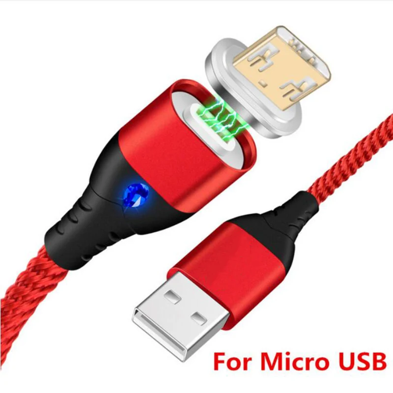 Red Магнитный кабель KSTUCNE Micro usb type C для iPhone, кабель Lightning, 1 м, 3 А, быстрая зарядка, USB-C, type-C, магнитный кабель для зарядки телефона - Тип штекера: Red