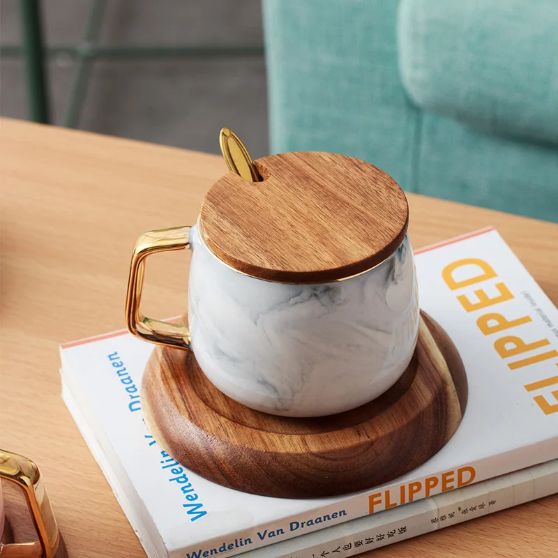 350 мл креативная Золотая мраморная кружка специальная керамическая для дома и