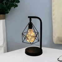 retro iron table lamp hanging cage string light ball night lamp study accessories reading bedside lamps bedroom decoration b