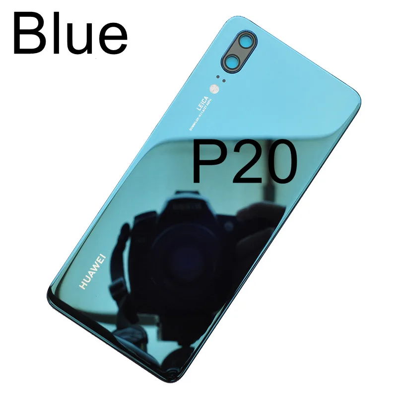 Для huawei P20 Pro крышка батареи Задняя стеклянная Задняя Дверь Корпус чехол панель+ объектив камеры для huawei P20 Lite крышка батареи Nova 3e - Цвет: P20 Blue