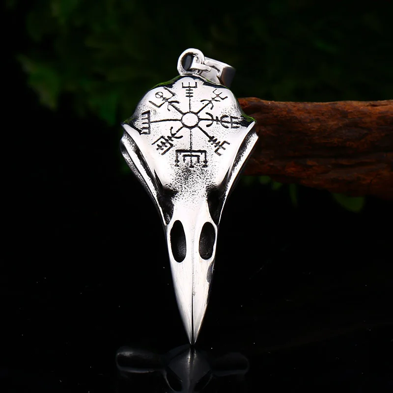 Винтажные череп ворона кулон ожерелье для мужчин и женщин Северный компас Aegishjalmur