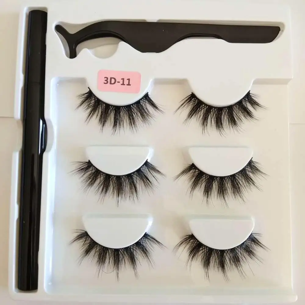 

Magic Eyeliner Eyelash No Glue Handmade Soft False Eyelashes Natural long faux mink eyelash Wholesale custom brand