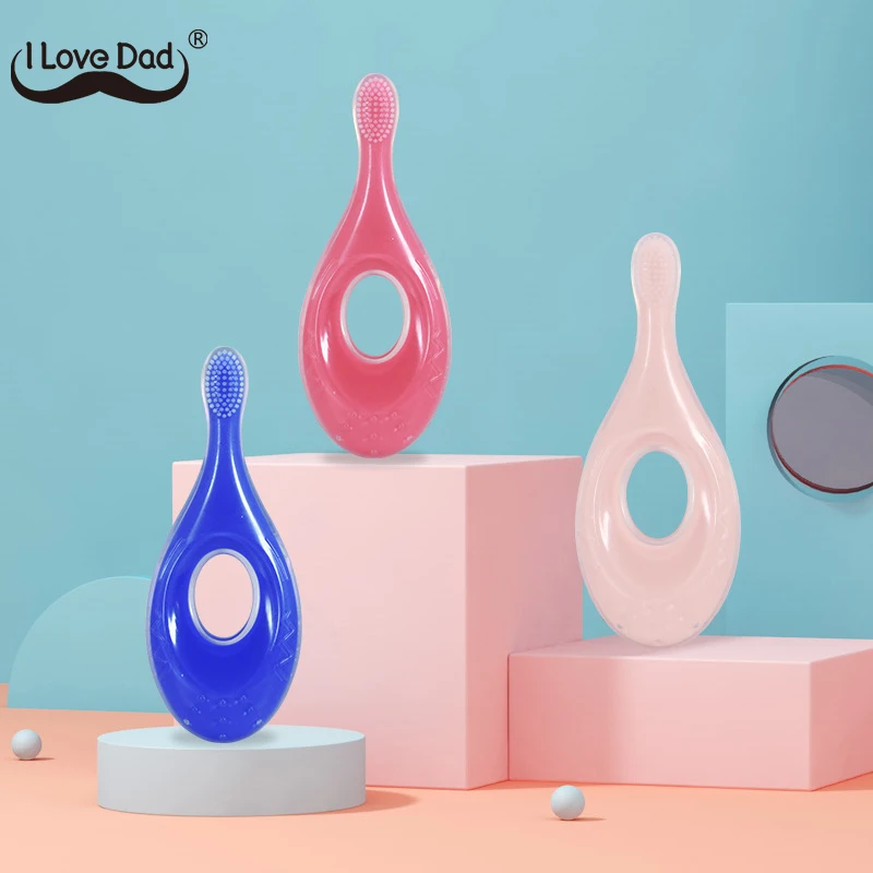 Однотонная безопасная детская зубная щетка Мягкая силиконовая Чистящая