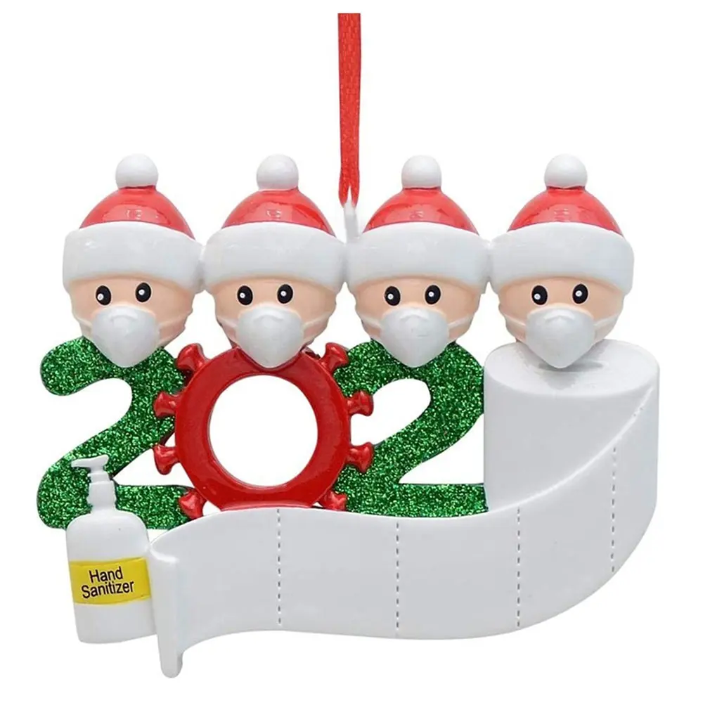 Colgante personalizado de adorno de Navidad, Mini colgante de decoraci&oacute;n de mu&ntilde;eca con m&aacute;scara y sombrero de Navidad-4