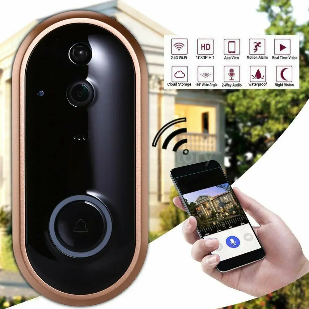 1080P умный беспроводной дверной звонок камера телефон видеодомофон WiFi оповещение