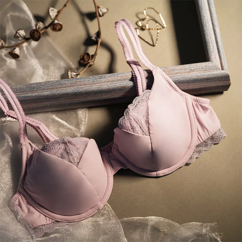 Pink lingerie sexy underwear bra set push up bra suit adjustable lace little lady Student bra