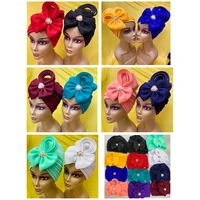 12pcs newest elegant turban hats women cap beaded for india hat scarfs head wrap headband girl hair accessories lady ca 66