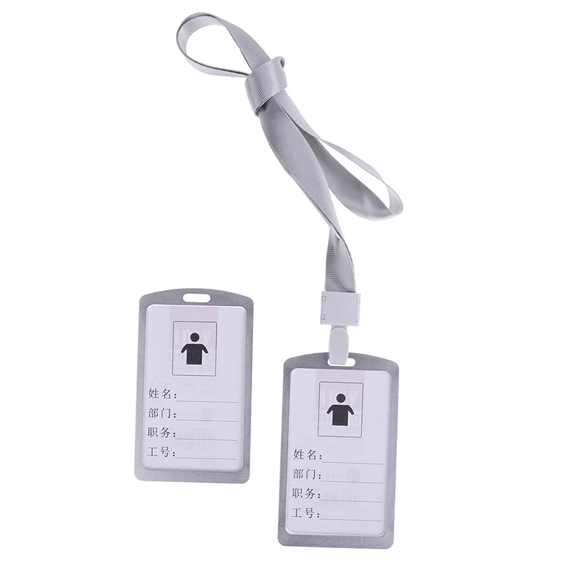 

1PC Aluminum Alloy Lanyard Holder Hot Vertical Metal ID Business Case Work Name Card Holders Business Work Card ID Badge