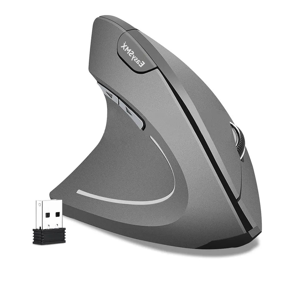 left hand gray EasySMX Беспроводной Мышь G814 вертикальный Мышь Эргономичный Оптическая 800 1200 1600 2400 Точек на дюйм 6 пуговиц Mause для Windows, MAC OS - Цвет: left hand gray