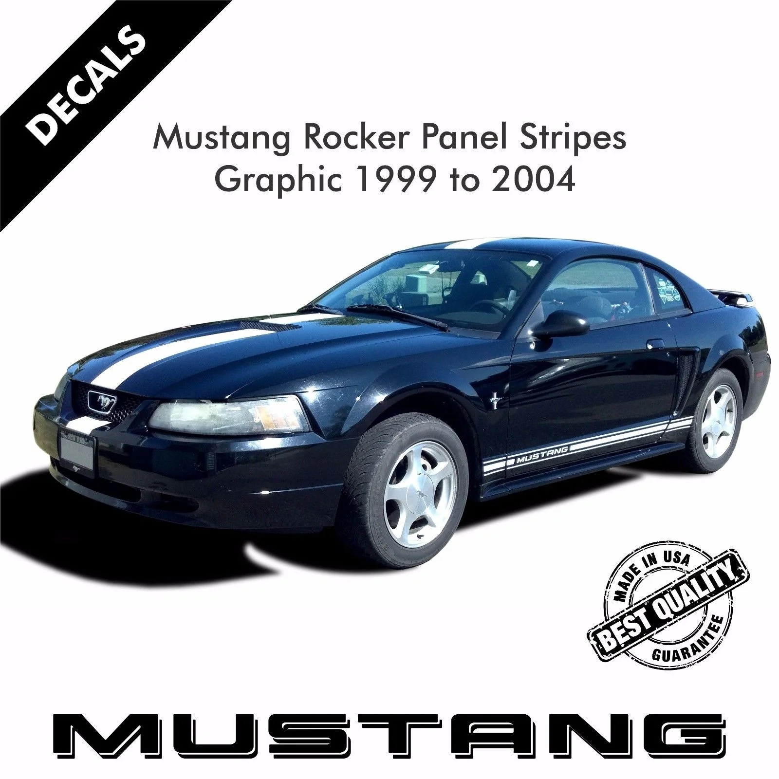 

For 1Pair/2pcs Ford Mustang Rocker Panel Door Side Stripes Decals Stickers