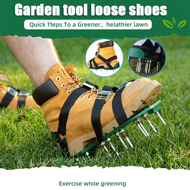 

Lawn Aerator Shoes with Adjustable Straps and Metal Buckles for Aerating Your Courtyard Garden Yard Hot Garden Hand Tools