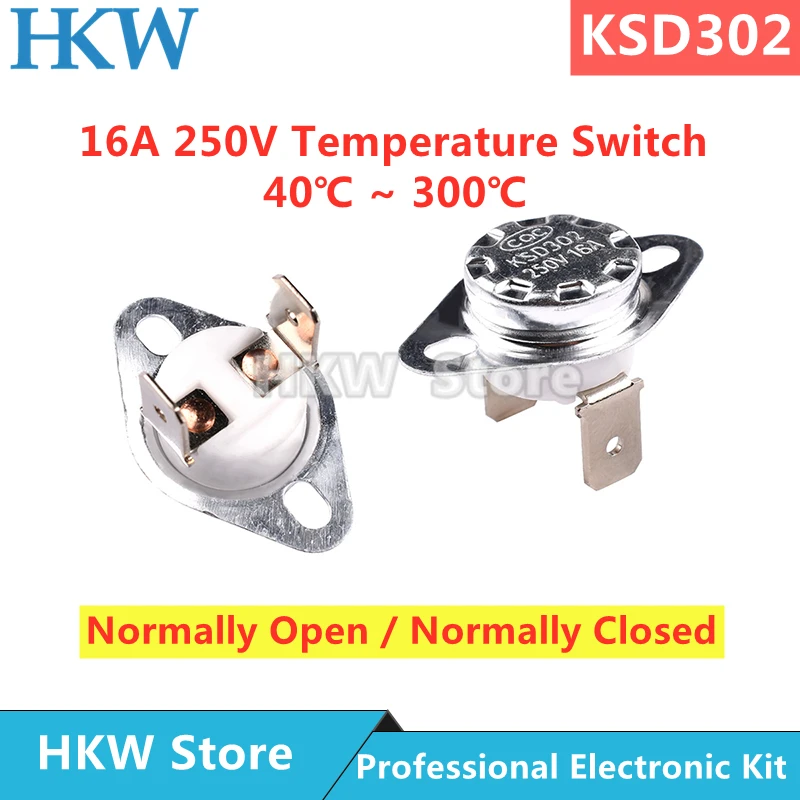 1 шт. Биметаллический термостат KSD302 KSD301 16A 250 В переключатель температуры керамика