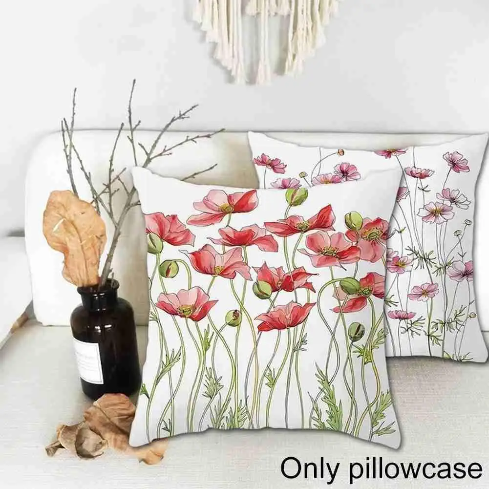 

Simple Flower Printing Square Pillowcase Home Decoration Bedroom Sofa Cover Office Car Cushion Car G5Y1