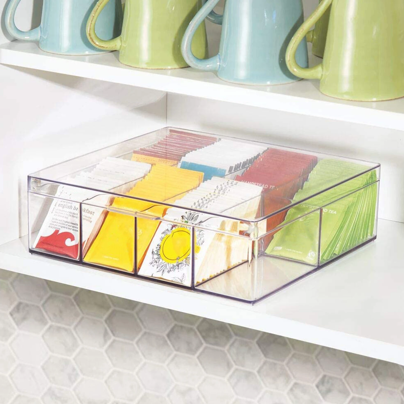 

Stackable Plastic Tea Bag Organizer Individual Grid Large Capacity Acrylic Multi-use Storage Box Tea Storage Case for Home Decor