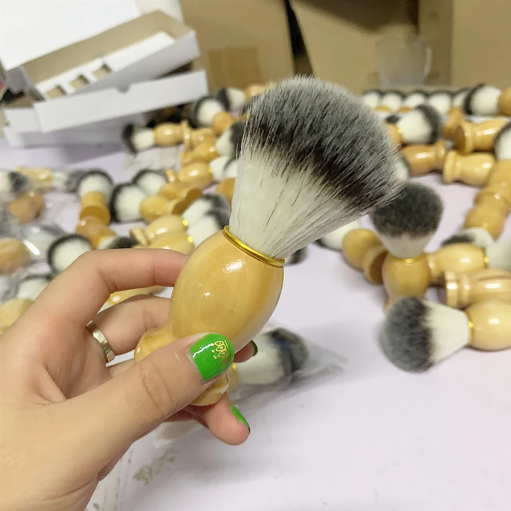 1pc Professional Men's Shaving Brush with Wooden Handle Nylon Facial Beard Cleaning Safety Razor Salon Barber Tool | Красота и