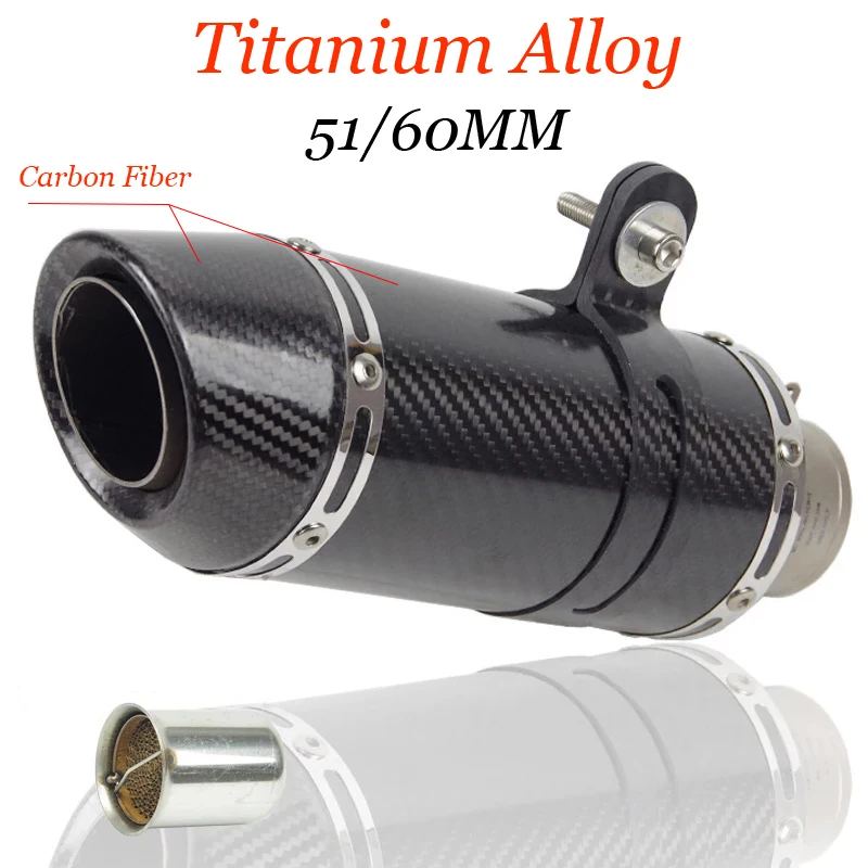 

51mm 60mm Motorcycle Exhaust Muffler Carbon Fiber Titanium Escape Moto DB Killer Clamp Scarf for Yamaha R6 S1000RR Z900 1290