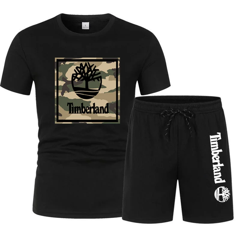 

2021 Fashion T-shirt Shorts Set Men's Summer 2 Sportswear + Shorts Set Men's Beach Casual Shirt Set Sportswear S-4XL