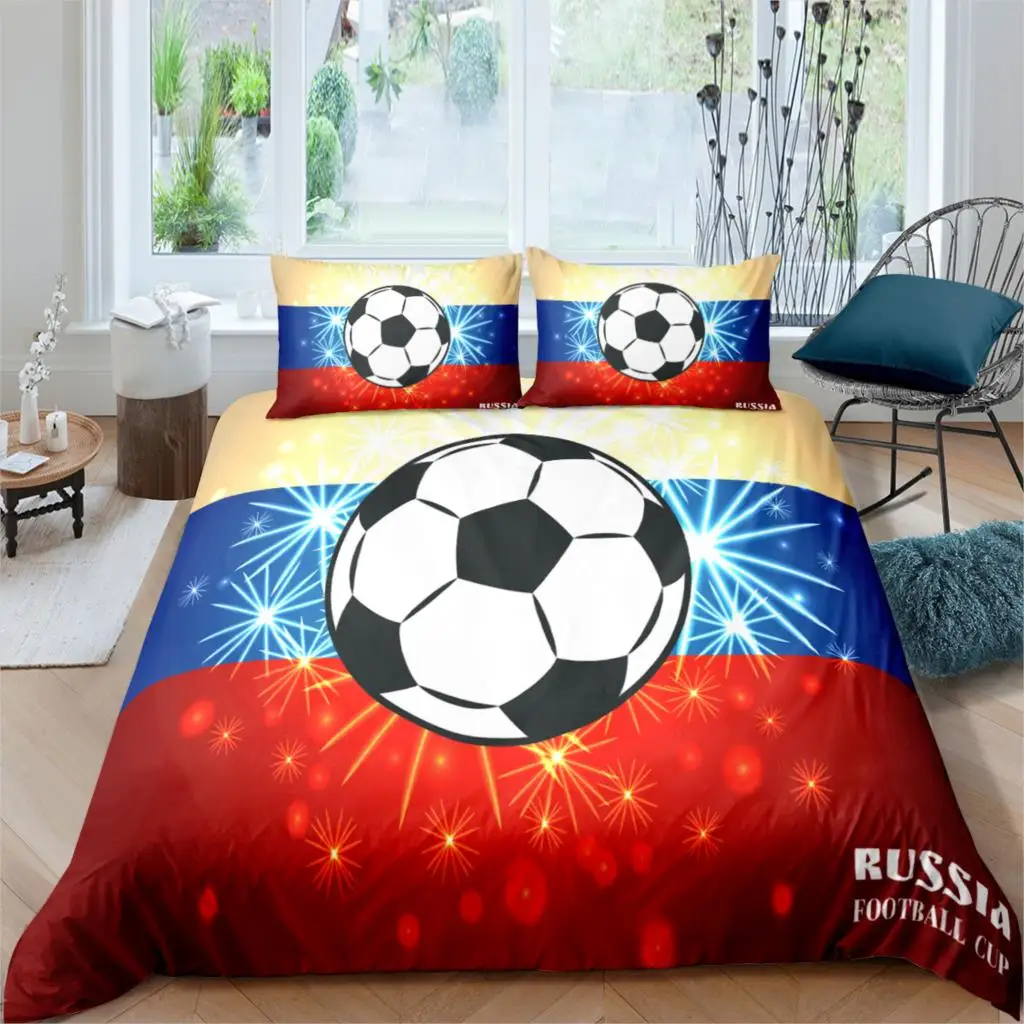 

3D Bed Linen Football Bed Covers Bedding Sets Single Duvet Cover Set Soccer Boys Man NO Bed Sheets Bedclothes 2/3Pcs Home Texile