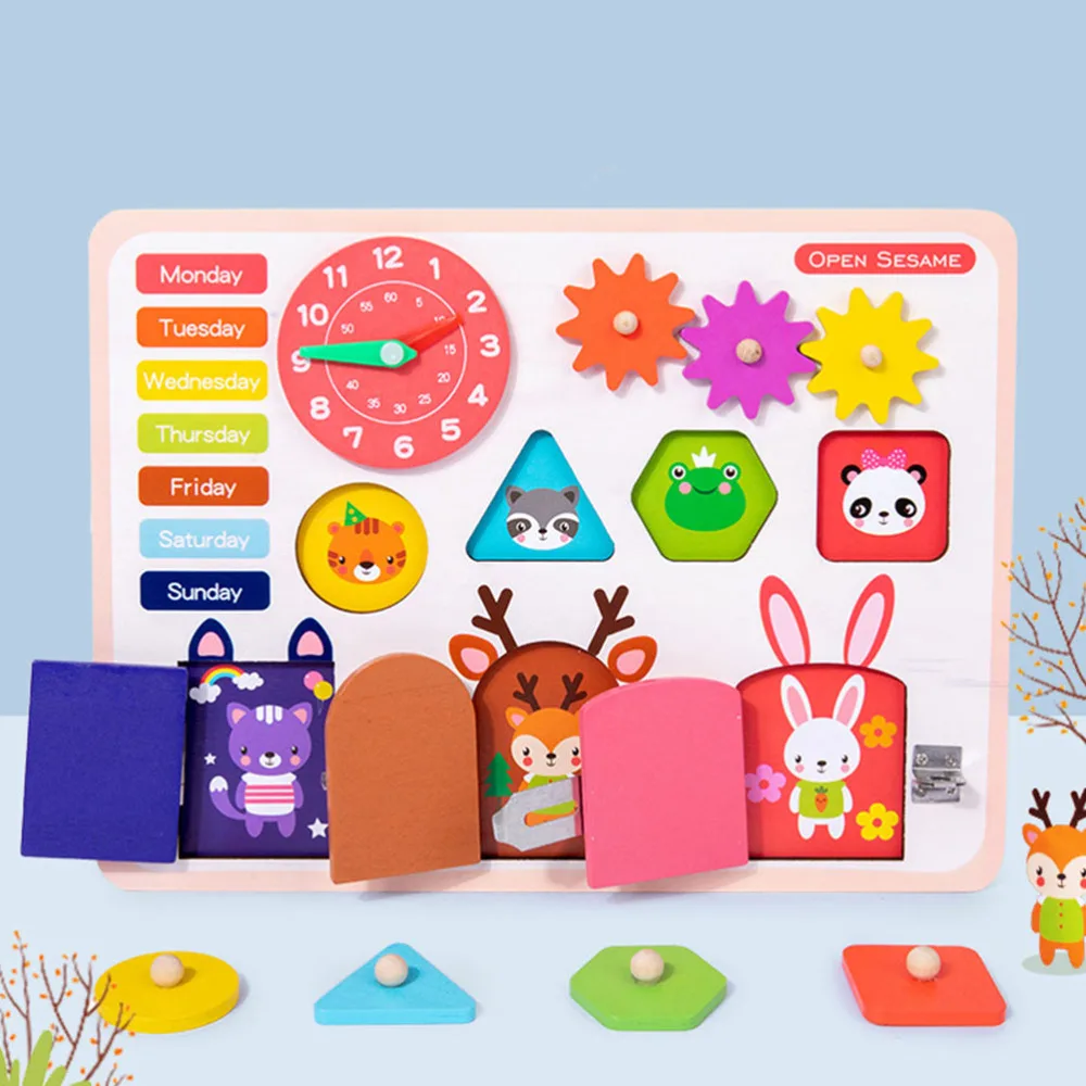 Tablero de desbloqueo de inteligencia para ni&ntilde;os, tablero de juegos de formas creativas, 1 ud.-3