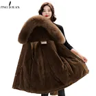 Парка женская зимняя с меховой подкладкой и капюшоном, на хлопковой подкладке