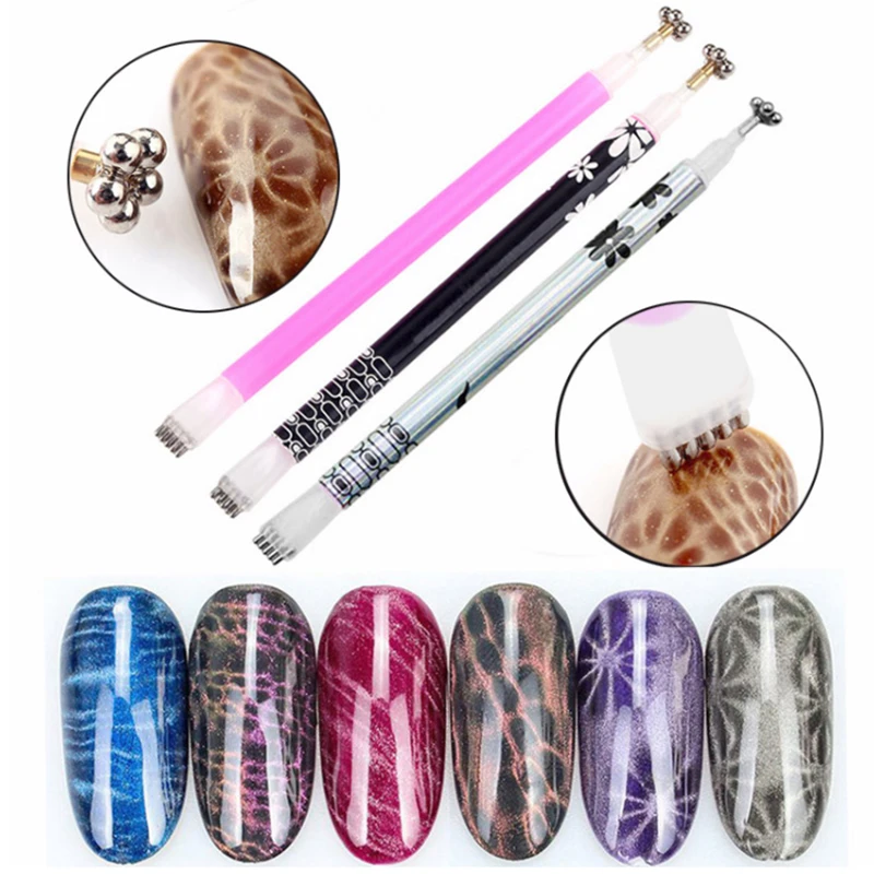 Двухсторонняя магнитная палочка DY Nail Art цветочный узор двойная головка яркая