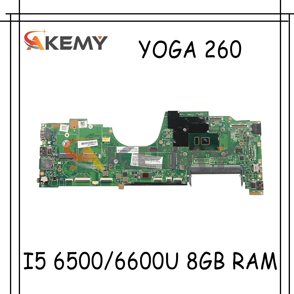 Akemy для Lenovo ThinkPad Йога 260 ноутбук материнская плата LA-C582P I5 6500/6600U 8 Гб оперативная