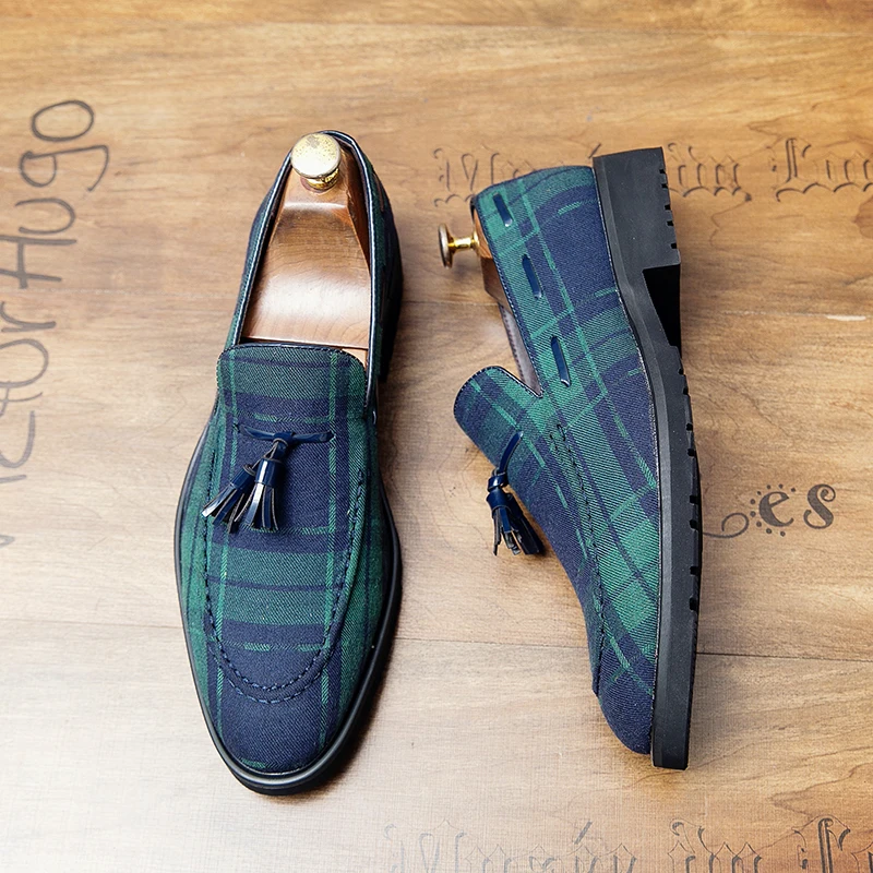 

QIWN 2021 Fashion Men's Plaid High Quality Tassel Retro Classic Set Wear Casual Fashion Single Shoes Zapatos De Hombre