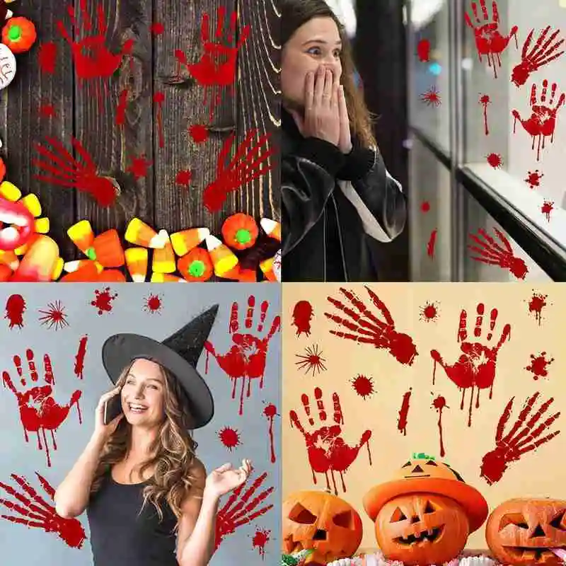 Хэллоуин ужас кровавый отпечаток руки стикер на стену стекло наклейка съемные