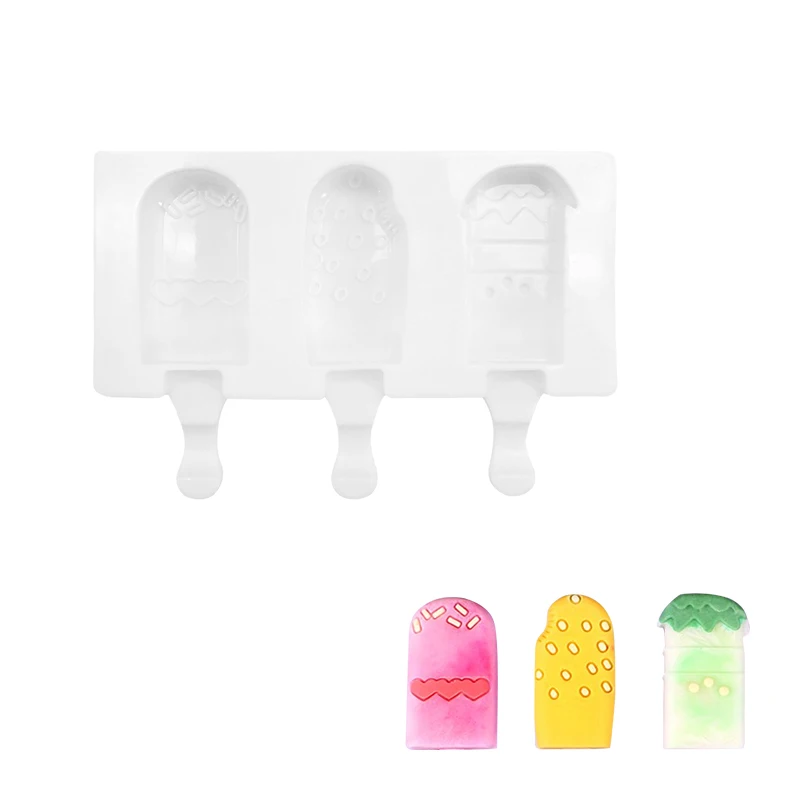 Силиконовая форма для мороженого с 3 полостями приготовления кубиков льда