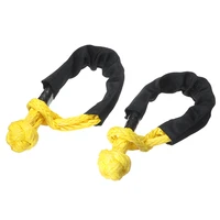 2pc 7 5 ton 38000 lbs synthetic fiber soft shackle car flexible rope towing recovery straps yellow nylon cable tool accessories