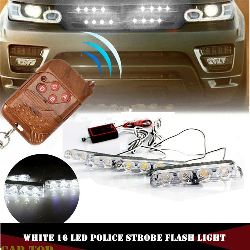 CA310-W 16LED стробоскопы для авто стробоскоп светильник для автомобиля Грузовик аварийный светильник мигающий пожарный светильник s стробоскоп мигающий светильник тире полицейский светильник - Цвет: CA310-W