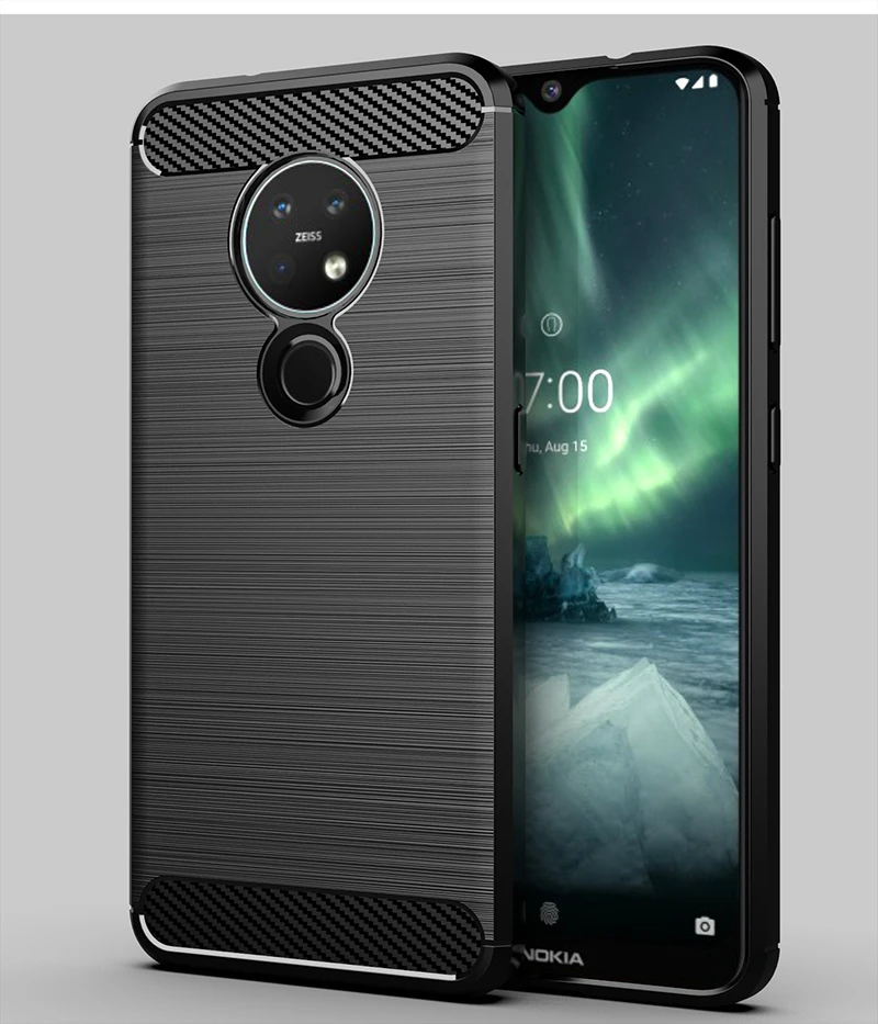 Силиконовый мягкий ТПУ чехол для Nokia 7 2 текстурированный матовый из углеродного
