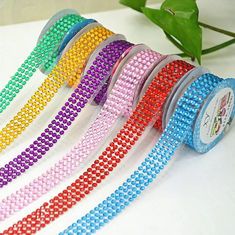 

Fashion Lovely High Quality Self-adhesive Acrylic Rhinestones Stick On Scrap Booking Craft Sticker Tape Home