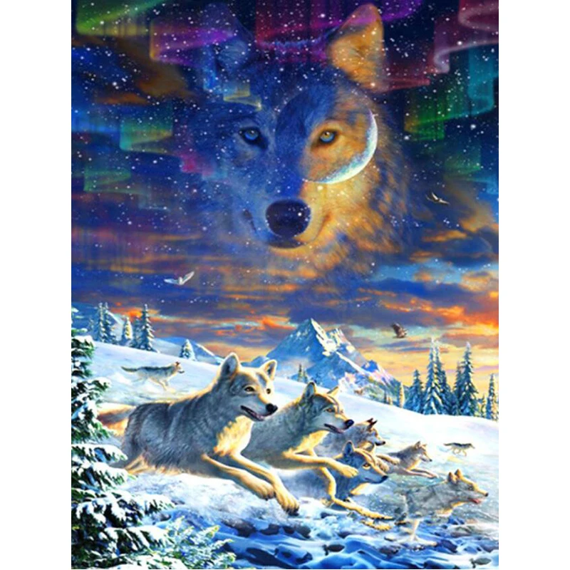 

Fuyun 5D Diamond Painting Full Drill Snow Wolf Diamond Mosaic Sale Round Rhinestone Picture Diamond Embroidery Animal Home Decor