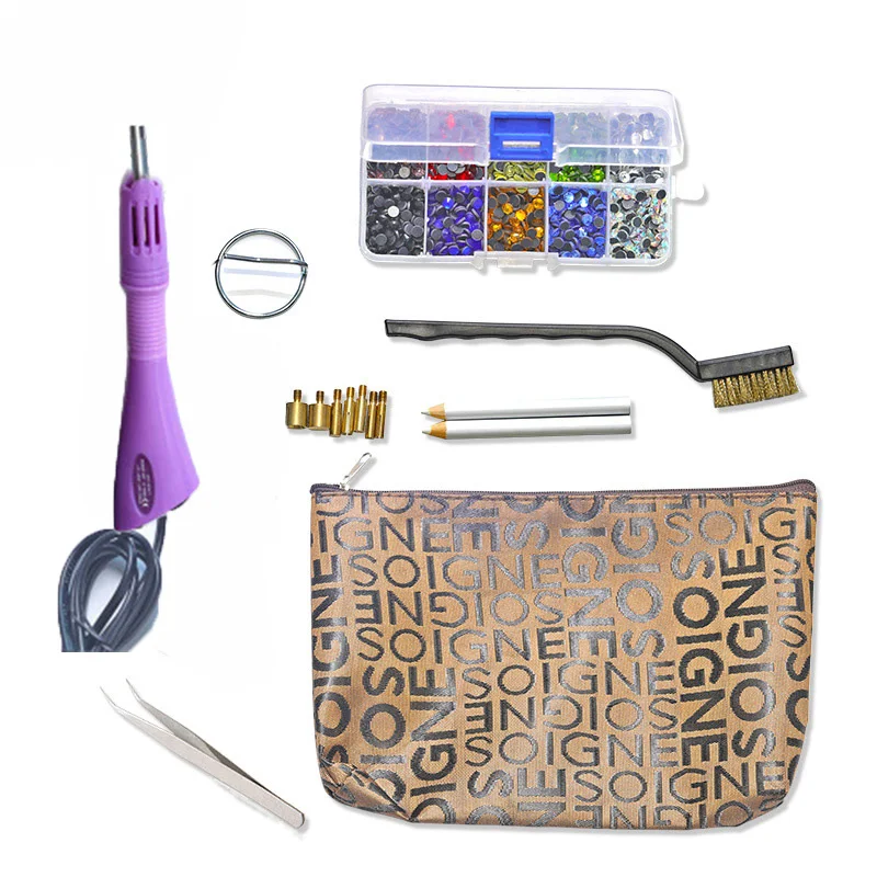 Purple US Plug Set Функциональные Стразы Setter Hot Fix Стад аппликатор жезл-нагреватель набор инструментов для одежды кристалл камень DIY ручка - Цвет: Purple US Plug Set