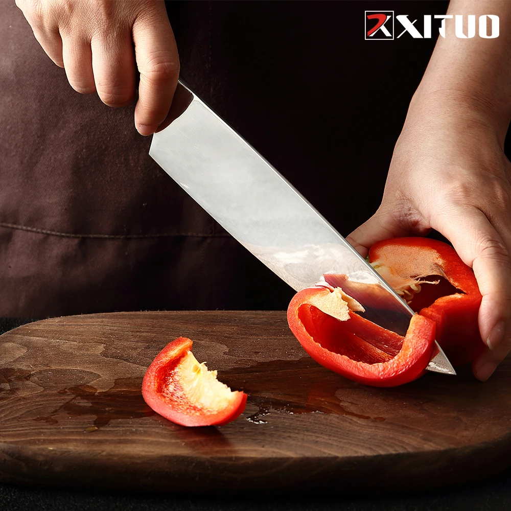 

XITUO Kitchen Knife Set 7CR17 High Carbon Steel Chef Japanese Knife Meat Cleaver Slicing Santoku Utility Paring with holder