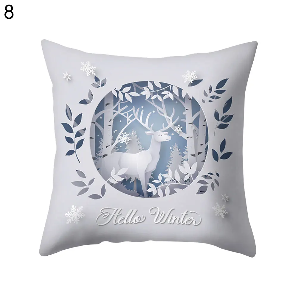 

Snowflake Christmas Tree Elk Letters Gift Pillow Case Cushion Cover Xmas Decor