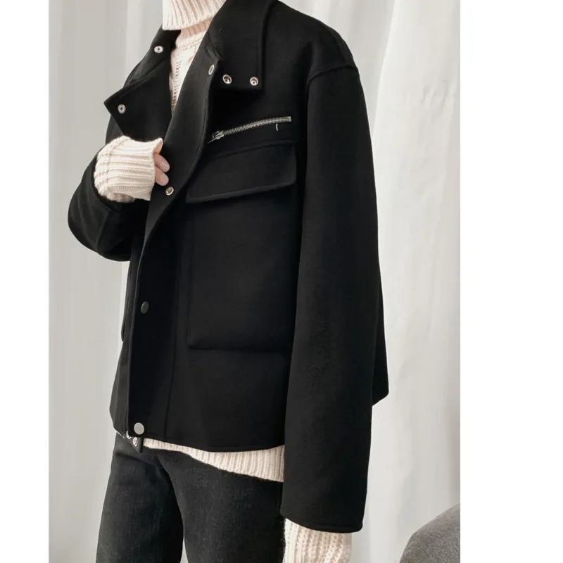 

Men's jacket 2020 Autumn/winter new slim pure color Ruffians thick jacket loose casual personality youth men's wear