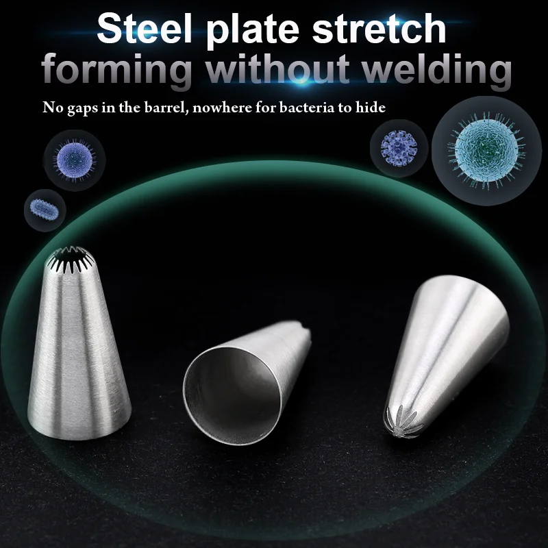 FAIS DU 19Pcs/Set 304 Edelstahl Gebäck-tasche Zuckerglasur-friedliche Düsen Sets Süßwaren Ausrüstung Cupcake Kuchen Decrating werkzeuge – Detail 6