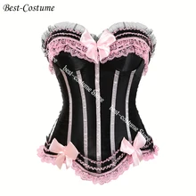 Corset bustier superior plus size laço do vintage espartilho superior para as mulheres arco moda espartilho overbust rosa branco verde (3)